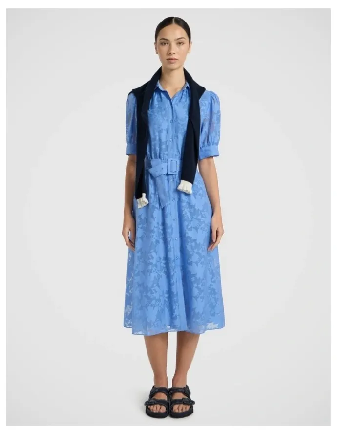 Marcs Pepe Jacquard Midi Dress in Pacific Blue