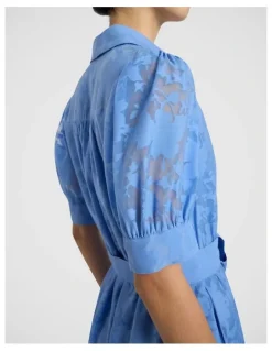 Marcs Pepe Jacquard Midi Dress in Pacific Blue
