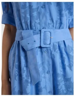 Marcs Pepe Jacquard Midi Dress in Pacific Blue
