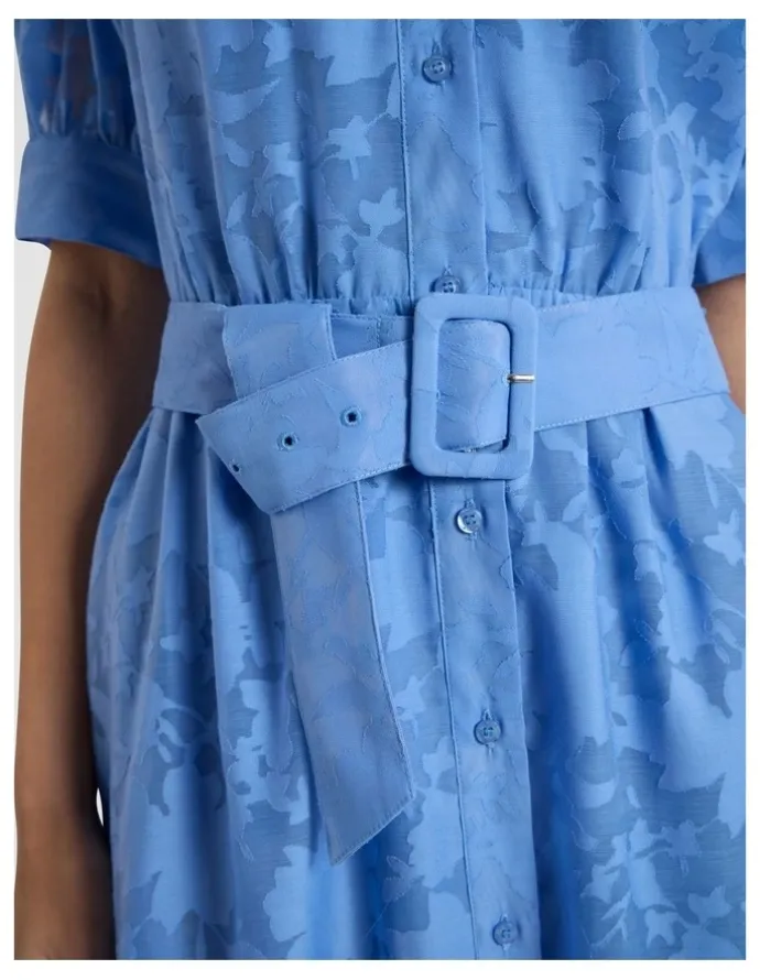 Marcs Pepe Jacquard Midi Dress in Pacific Blue