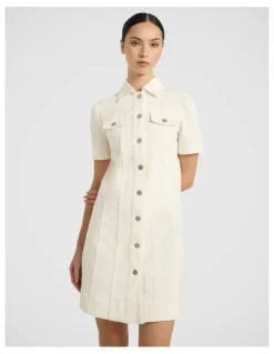 Marcs Queenie Denim Dress in Ivory