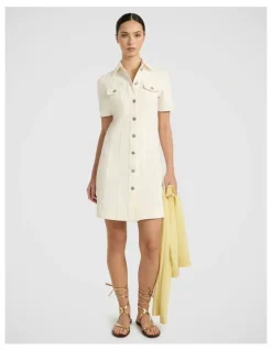 Marcs Queenie Denim Dress in Ivory