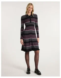 Marcs Secret Agent Knit Dress in Black Stripe