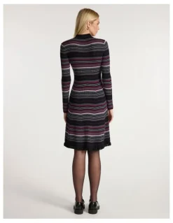 Marcs Secret Agent Knit Dress in Black Stripe