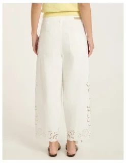 Marcs Viola Broderie Barrel Leg Jean in White