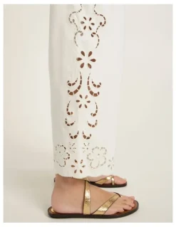 Marcs Viola Broderie Barrel Leg Jean in White