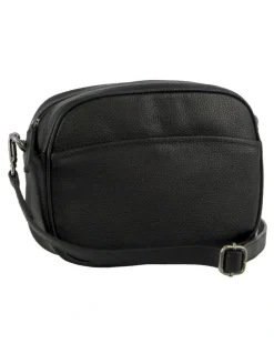 Milleni Ladies Genuine Leather Cross-Body Bag/Clutch in Black
