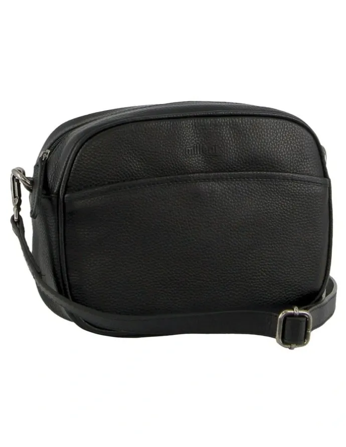 Milleni Ladies Genuine Leather Cross-Body Bag/Clutch in Black
