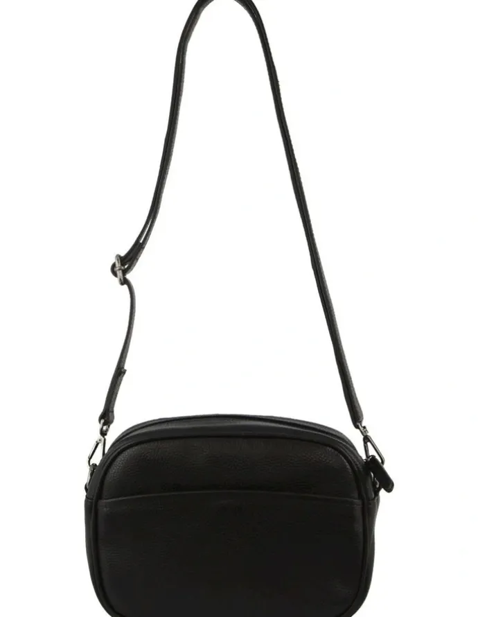 Milleni Ladies Genuine Leather Cross-Body Bag/Clutch in Black