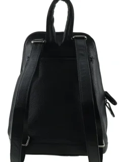 Milleni Leather Twin Zip Backpack in Black