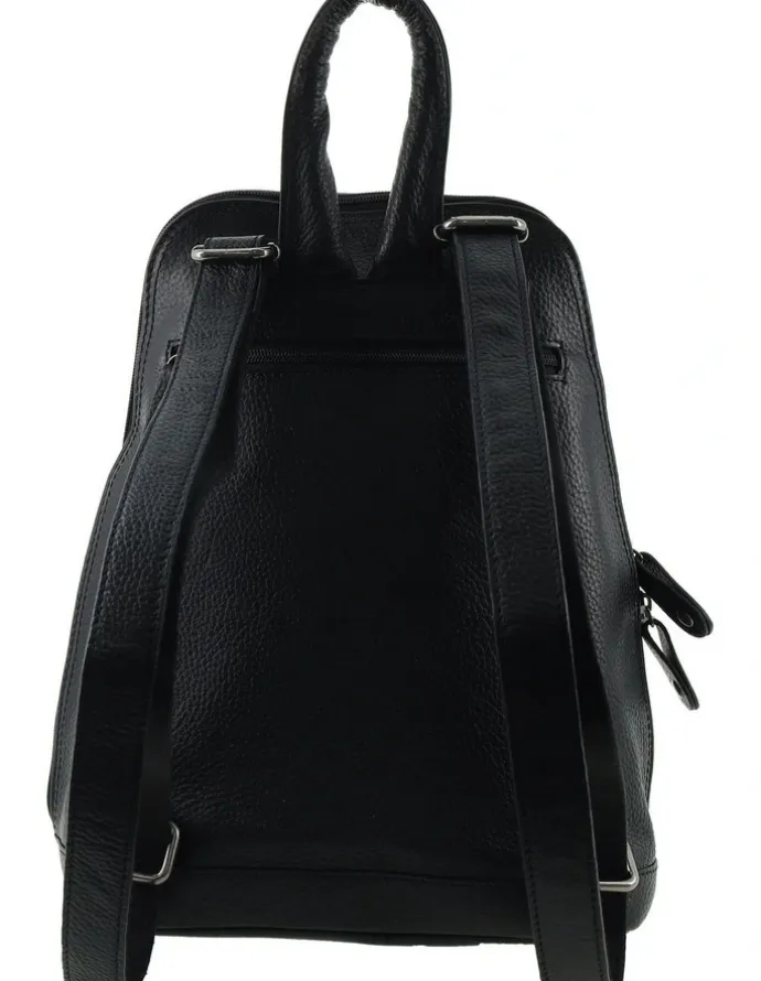 Milleni Leather Twin Zip Backpack in Black