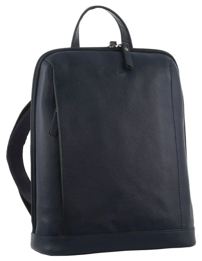 Milleni Nappa Leather Twin Zip Backpack in Navy