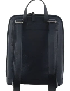 Milleni Nappa Leather Twin Zip Backpack in Navy