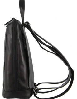 Milleni Nappa Leather Twin Zip Backpack in Black