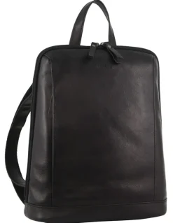 Milleni Nappa Leather Twin Zip Backpack in Black