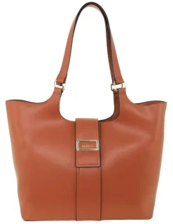 Milleni Vegan Leather Fashion Caryall Tote Bag in Tan