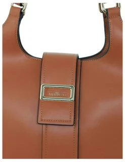 Milleni Vegan Leather Fashion Caryall Tote Bag in Tan