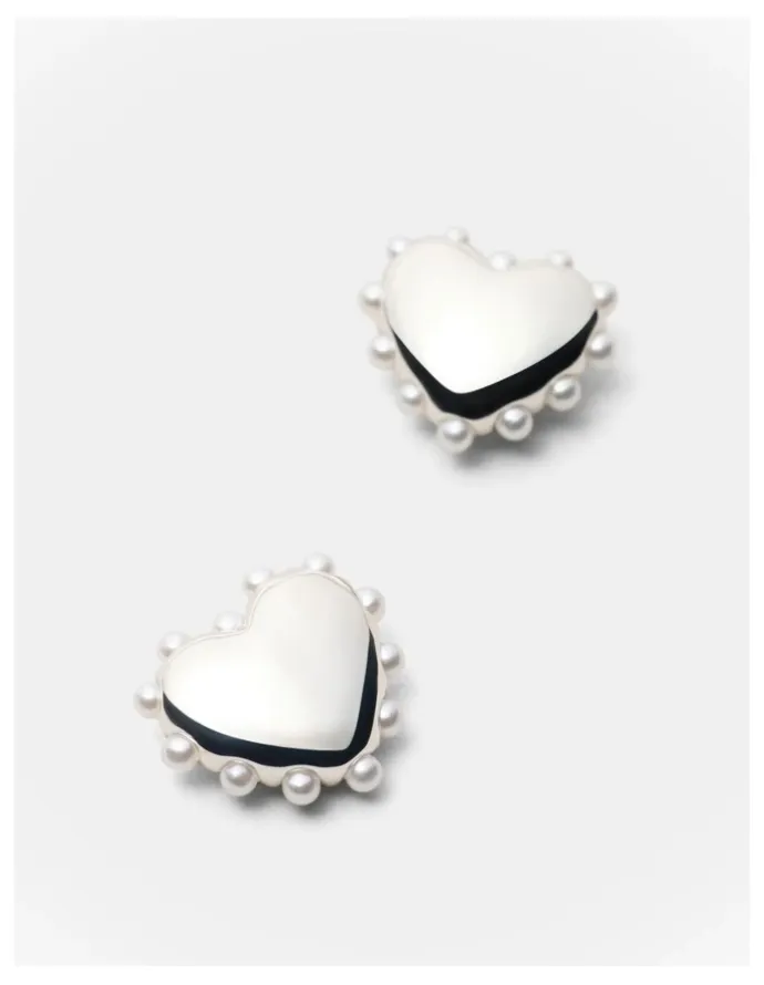 Mimco Adore Heart Stud Earrings in Silver