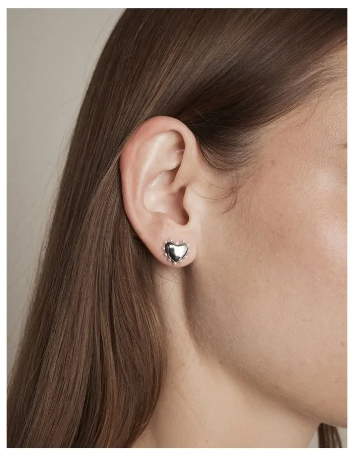 Mimco Adore Heart Stud Earrings in Silver