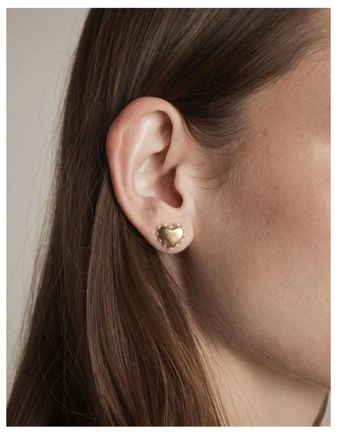 Mimco Adore Heart Stud Earrings in Gold