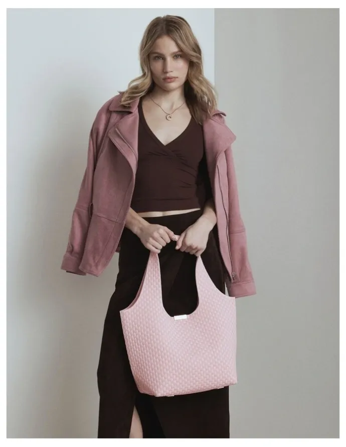Mimco Amelie Basket Tote Bag in Pink Salt