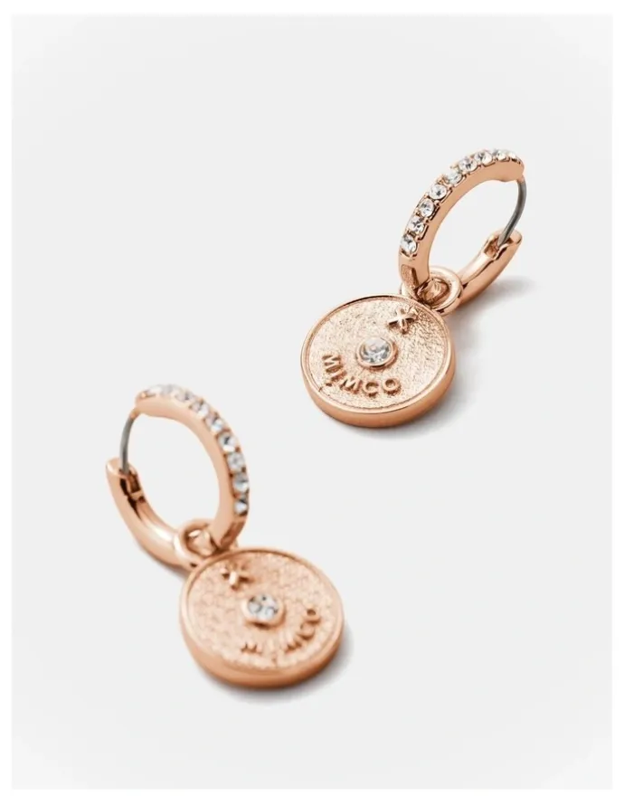Mimco Amulet Charm Hoop Earrings in Rose Gold