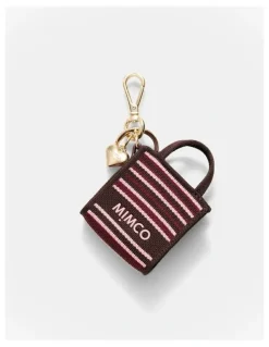 Mimco Blondie Mini Bag Charm in Chocolate Stripe