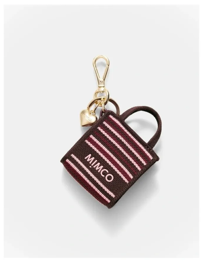 Mimco Blondie Mini Bag Charm in Chocolate Stripe