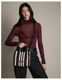 Mimco Blondie Small Tote Bag in Black Stripe