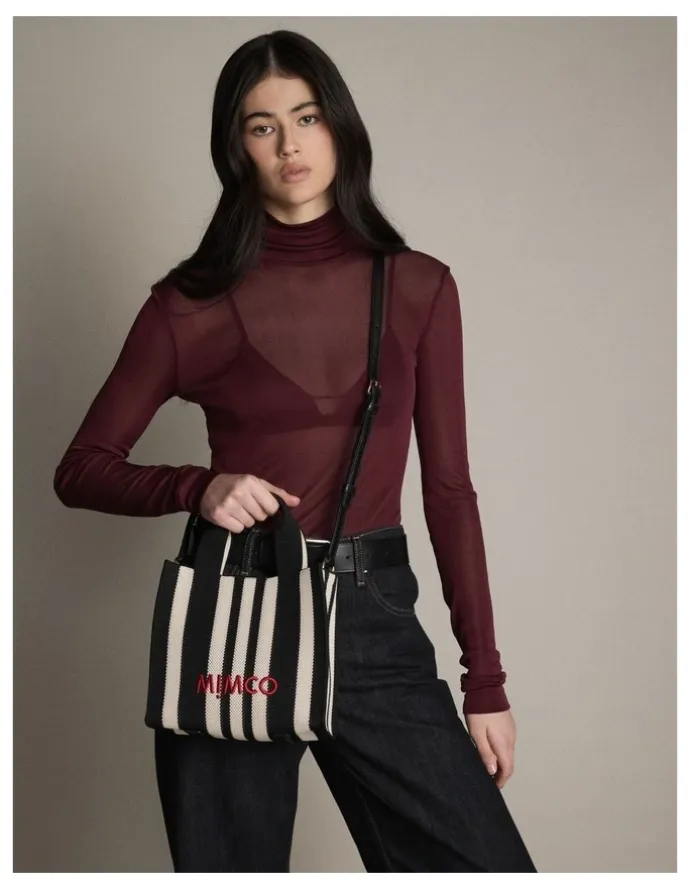 Mimco Blondie Small Tote Bag in Black Stripe