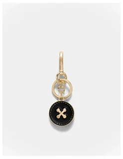 Mimco Button Keyring in Black