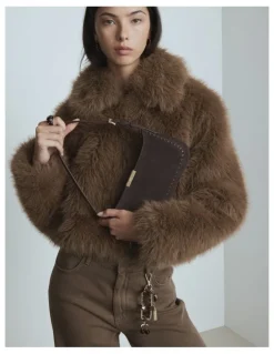 Mimco Cove Slim Shoulder Bag in Bitter Chocolate