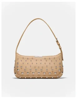 Mimco Cove Slim Studded Shoulder Bag in Sand