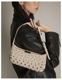 Mimco Cove Slim Studded Shoulder Bag in Sand