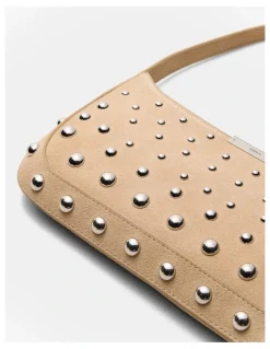 Mimco Cove Slim Studded Shoulder Bag in Sand