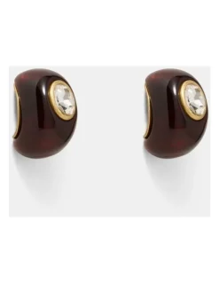 Mimco Destined Resin Hoop Earrings in Tort