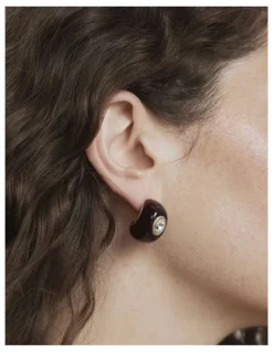 Mimco Destined Resin Hoop Earrings in Tort