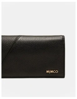 Mimco Drift Large Zip Wallet in Black Light Gold