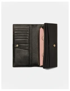 Mimco Drift Large Zip Wallet in Black Light Gold