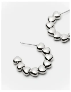 Mimco Fated Heart Hoop Earrings in Silver
