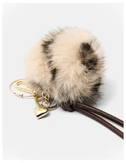 Mimco Fluffy Knot Bag Charm in Ocelot Print