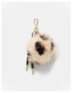 Mimco Fluffy Knot Bag Charm in Ocelot Print
