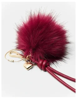 Mimco Fluffy Knot Bag Charm in Merlot