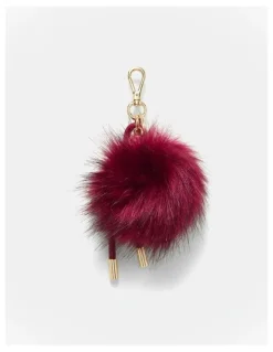 Mimco Fluffy Knot Bag Charm in Merlot
