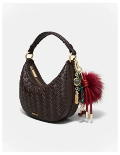 Mimco Fluffy Knot Bag Charm in Merlot