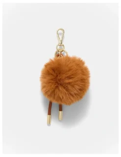 Mimco Fluffy Knot Bag Charm in Toffee