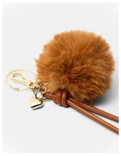 Mimco Fluffy Knot Bag Charm in Toffee