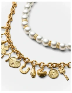 Mimco Fortuna Duo Necklace in Pearl