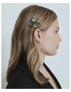 Mimco Garden Hair Clip Set in Thyme
