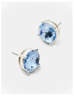 Mimco Glowy Crystal Stud Earrings in Cornflower Blue